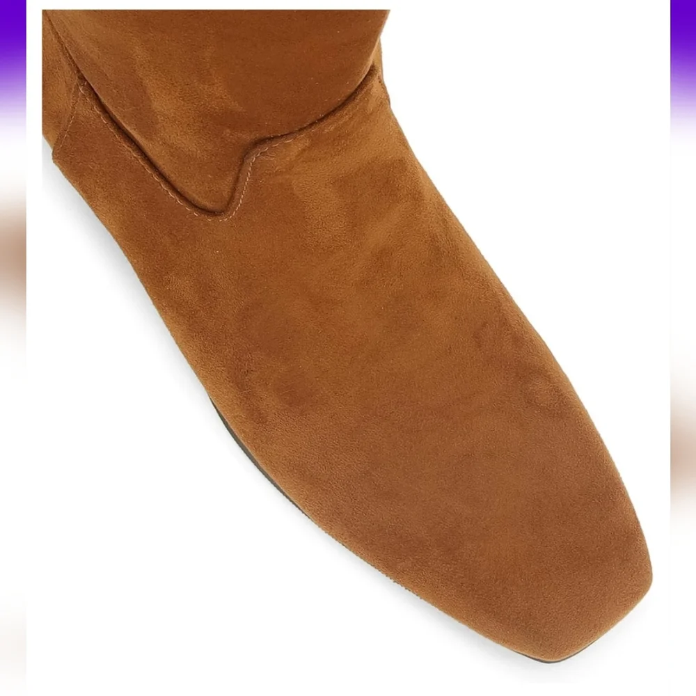 Women's Brown Knee-High Low Heel Suede Boots Fashion Casual 10.5